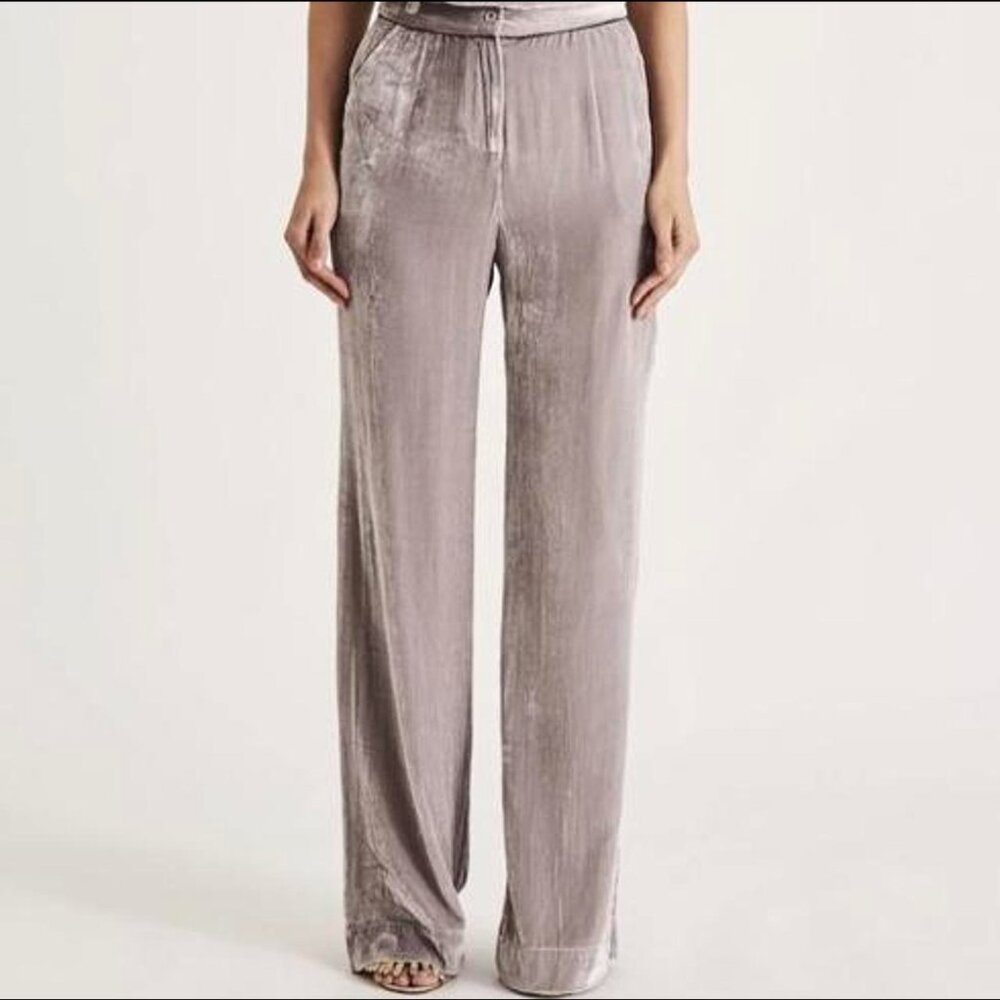 Sleeping With Jacques Platinum Velvet Bottoms Womens Size L Relaxed Wide-Leg Pan